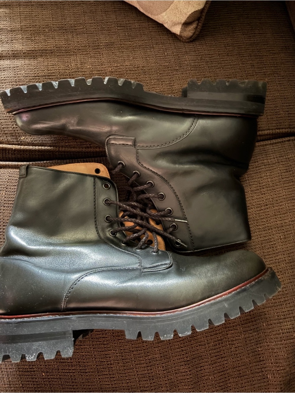 Church’s Men's Black Lace-Up Leather Combat Boots